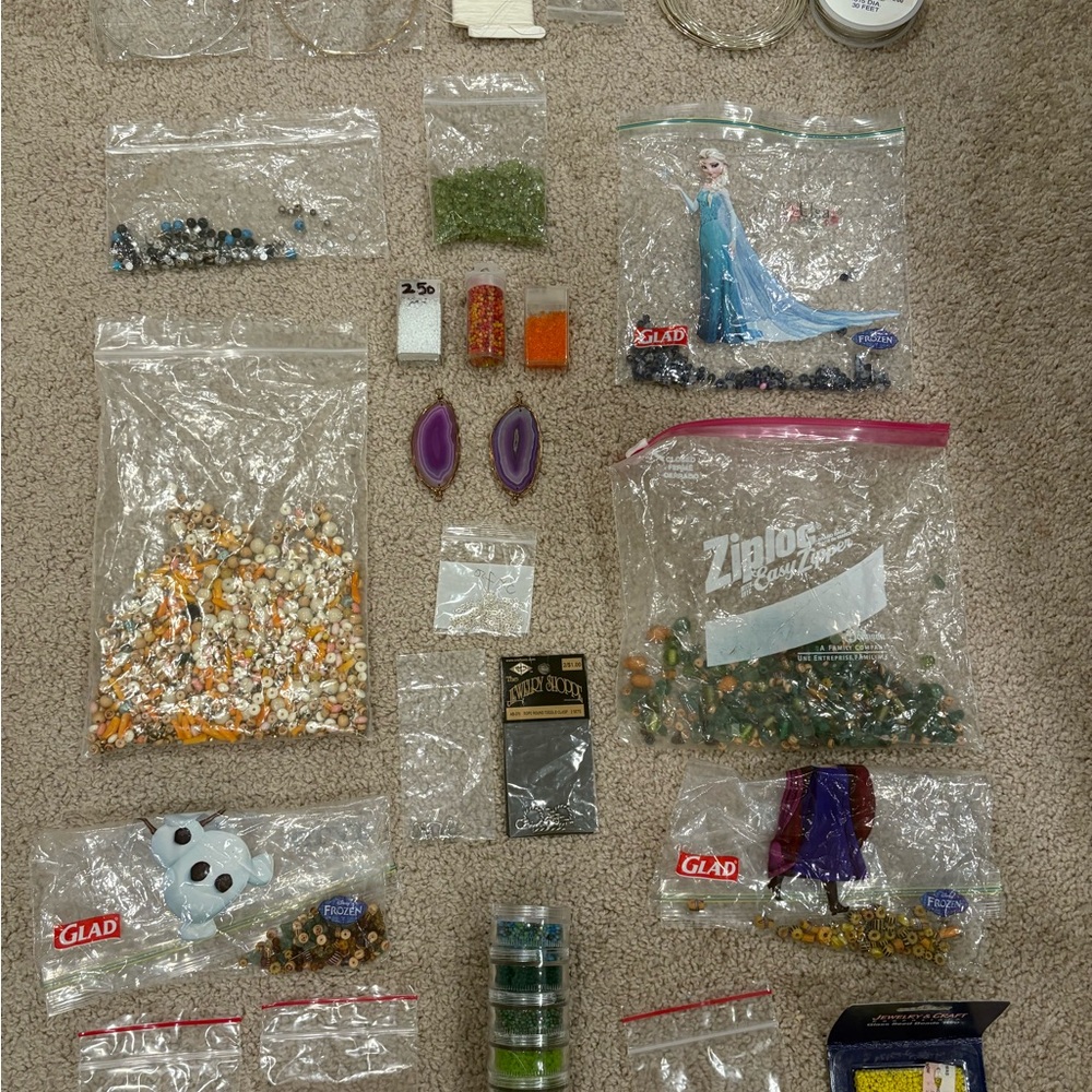 Assorted Craft Beads and Supplies
